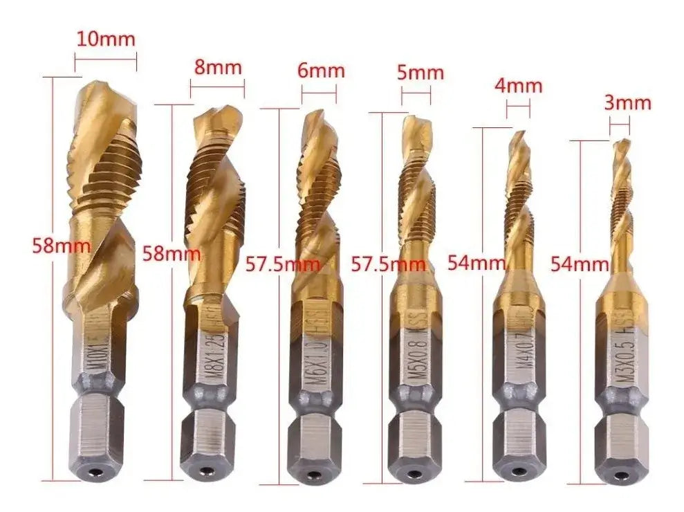 Kit 6 Brocas Power Titanium 2 em 1 + Porta-Brocas